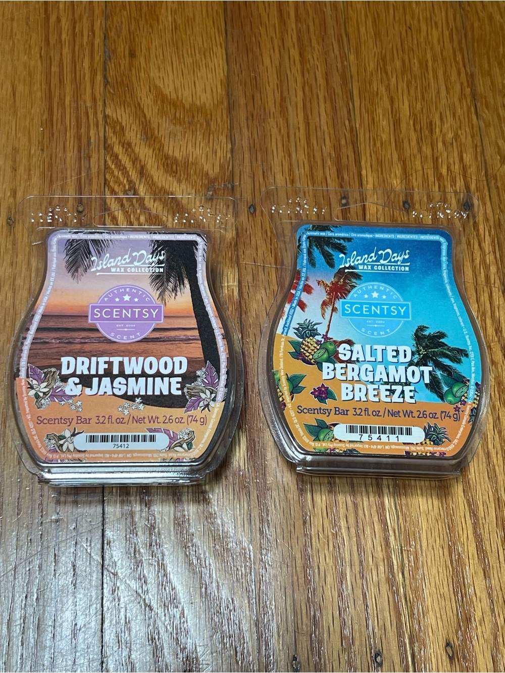 Scentsy Driftwood & Jasmine and Salted Bergamot Breeze Wax Bars